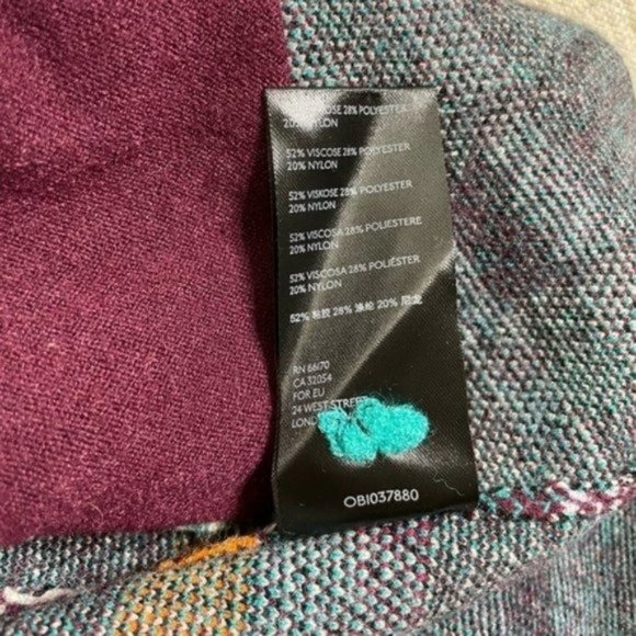 Anthropologie Rosetta Knit Turquoise Burgundy Plaid Sweater Blazer XS - Picture 6 of 7